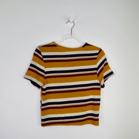 Gaze Mustard Striped Casual Crew Neck Top Large - Picture 3 of 6